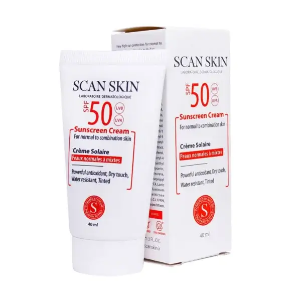 کرم ضد آفتاب SPF50 پوست نرمال تا مختلط اسکن اسکین - 40 میلی لیتر