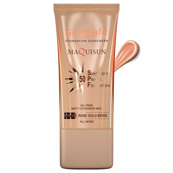 ضدافتاب کرم پودری و پرایمری  SPF50 بژ رز گلد NW20 سان سیف