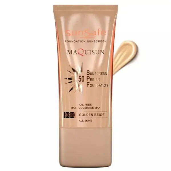 ضدافتاب کرم پودری و پرایمری spf50 بژ طلایی NC20 سان سیف